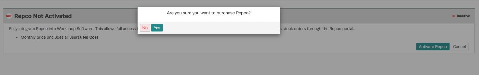 Workshop Software screen showing (there are no fees associated with this)