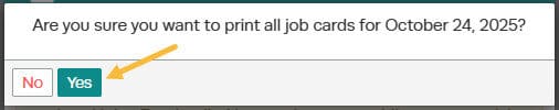 Booking Diary right-click context menu with Print Job Card option