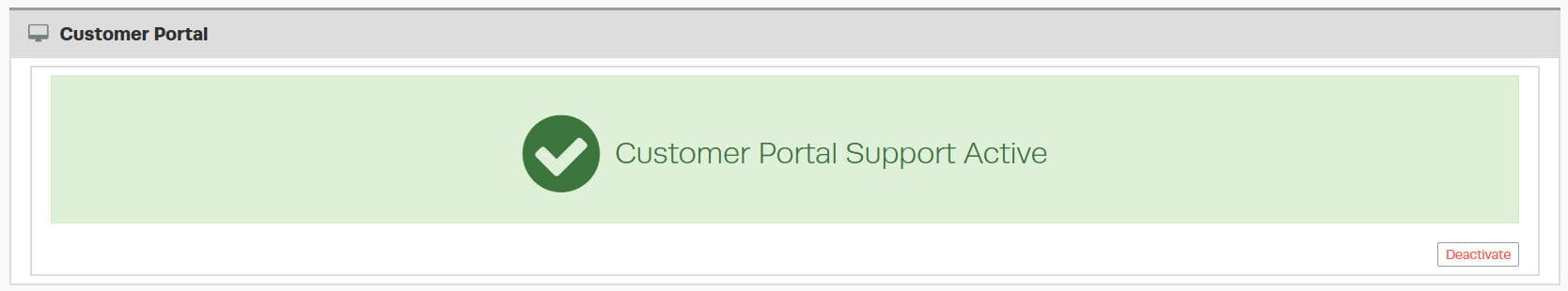 Workshop Software screen showing you will now see confirmation that the customer portal has been activated