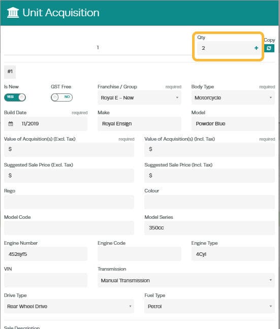 Workshop Software screen showing next enter in the number of units you are ordering in the ’ qty ’ field and t…