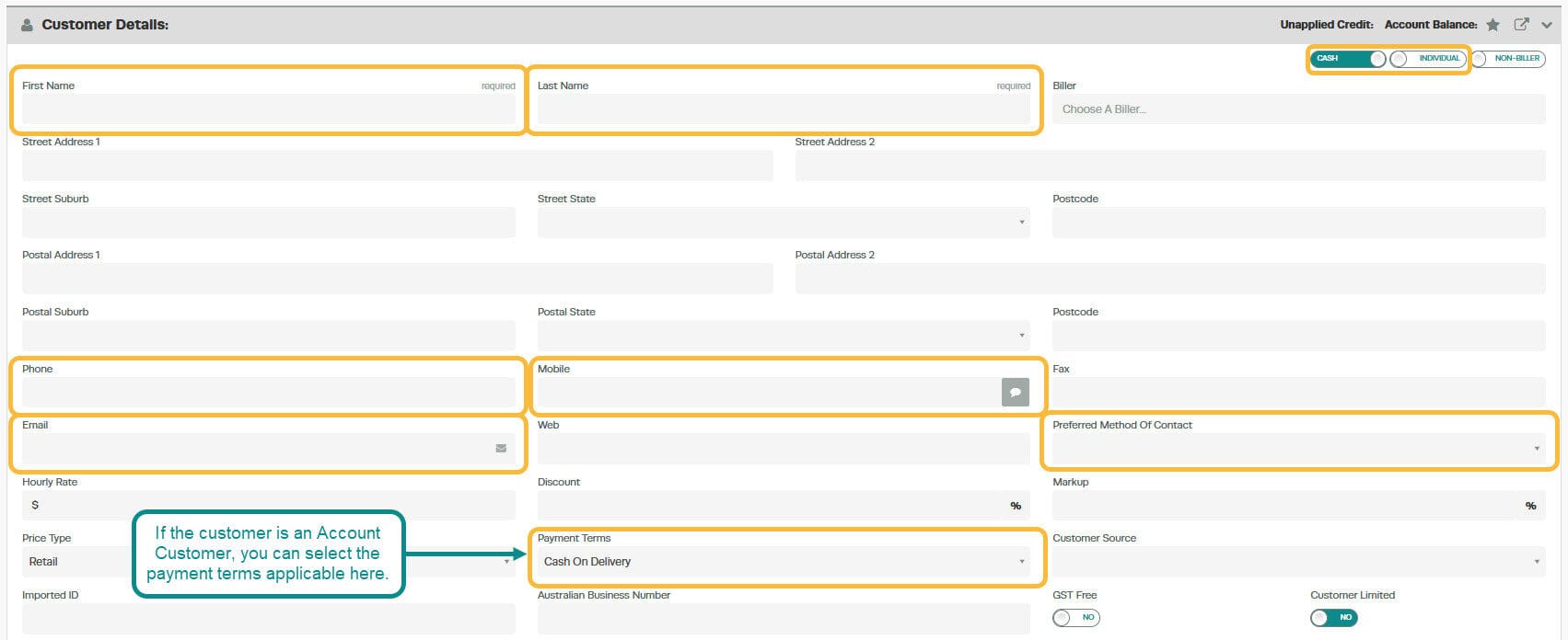 Workshop Software create a customer and add a vehicle to their profile showing if the customer is a individual or a compan…