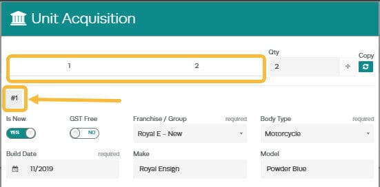 Workshop Software screen showing below this you will see #1 displayed this means the form below is details rel…