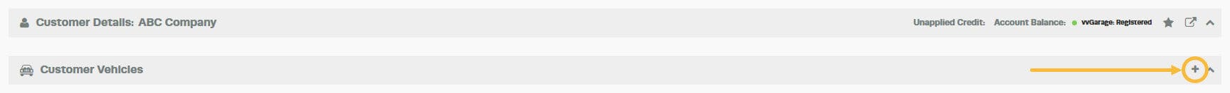 Workshop Software screen showing once the customer details have been saved you can then click on the ‘+’ icon …