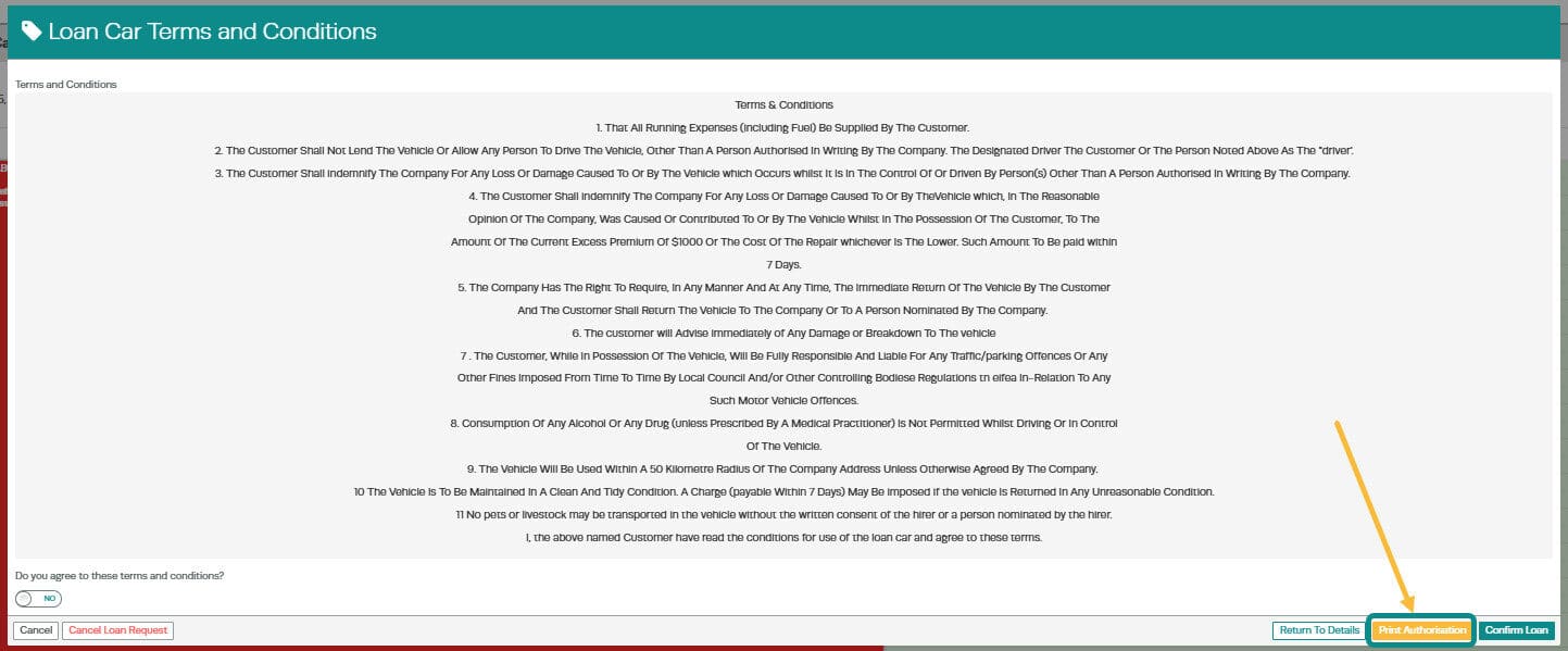 Workshop Software screen showing you can print this document out for your customer by clicking the ’ print aut…