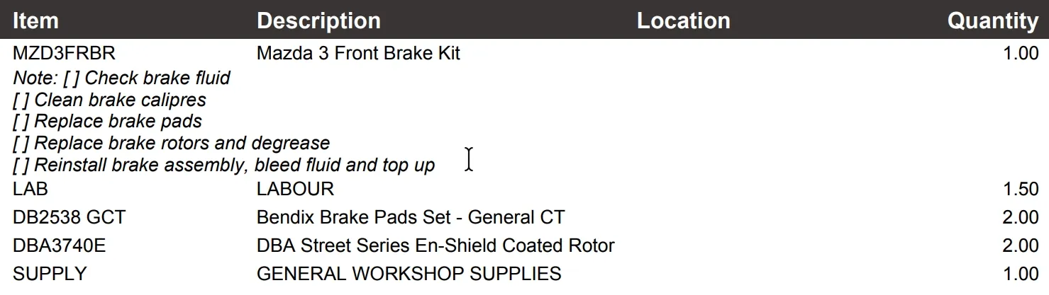 A cropped screenshot of a Job Card showing how Bundles will display.