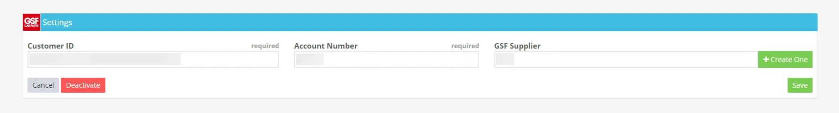 A screenshot of the settings screen for the GSF Integration in Workshop Software