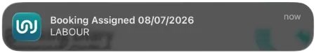 A cropped screenshot of a Workshop Software Mobile App Notification.