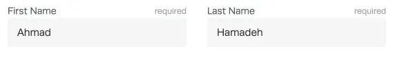A screenshot of the First Name and Last Name field which appear when a Mobile User is not a Mechanic