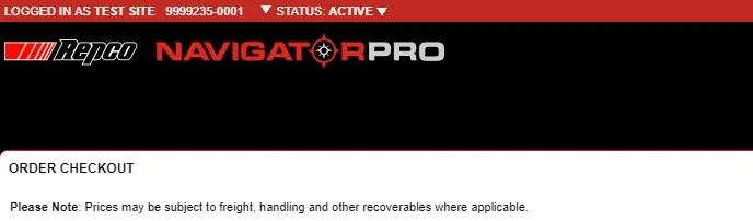 A cropped screenshot of Repco Navigator’s order checkout.