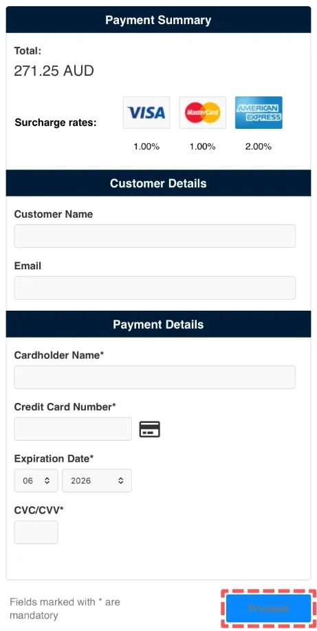 A screenshot of the Payment page for WorkshopPay on mobile.