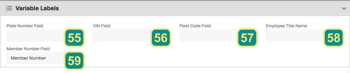 A numbered screenshot of the Variable Labels Card