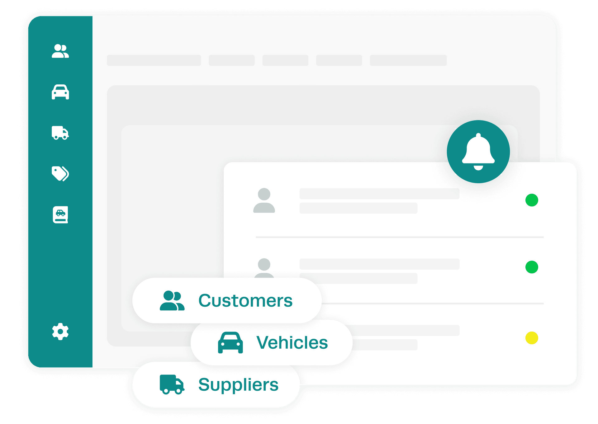 Workshop Software dashboard showing customer, vehicle and supplier management panels