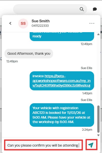 Workshop Software two-way SMS interface — step 12
