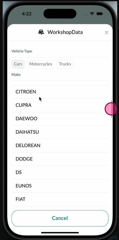 Accessing Workshop Software on mobile app — step 10