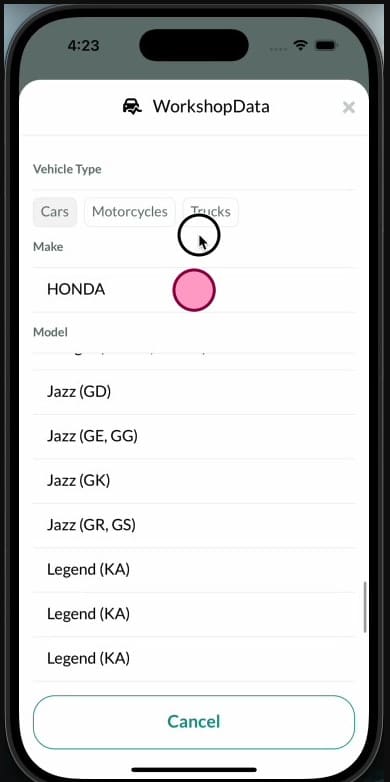 Accessing Workshop Software on mobile app — step 11