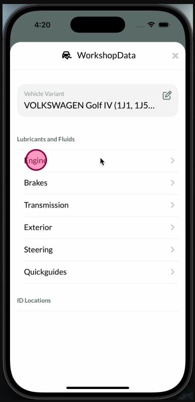 Accessing Workshop Software on mobile app — step 13