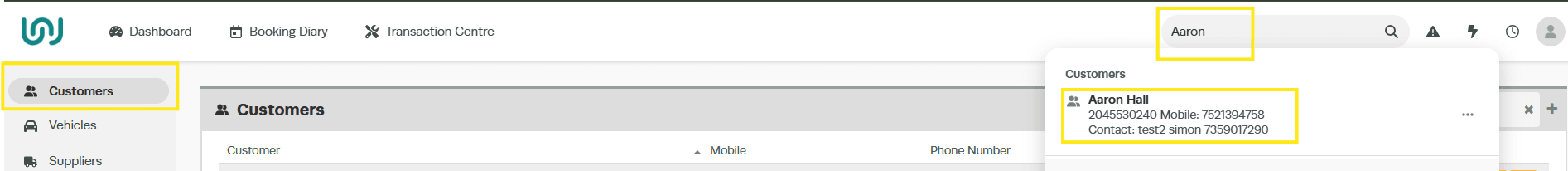 Workshop Software screen showing archive a customer go to the customer tab or use the universal search to find…